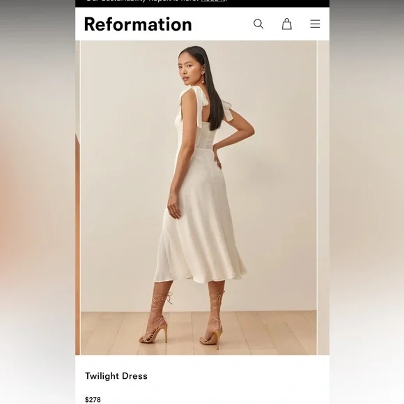 Elegant White Tie-Shoulder Midi Dress - Picture 3 of 9